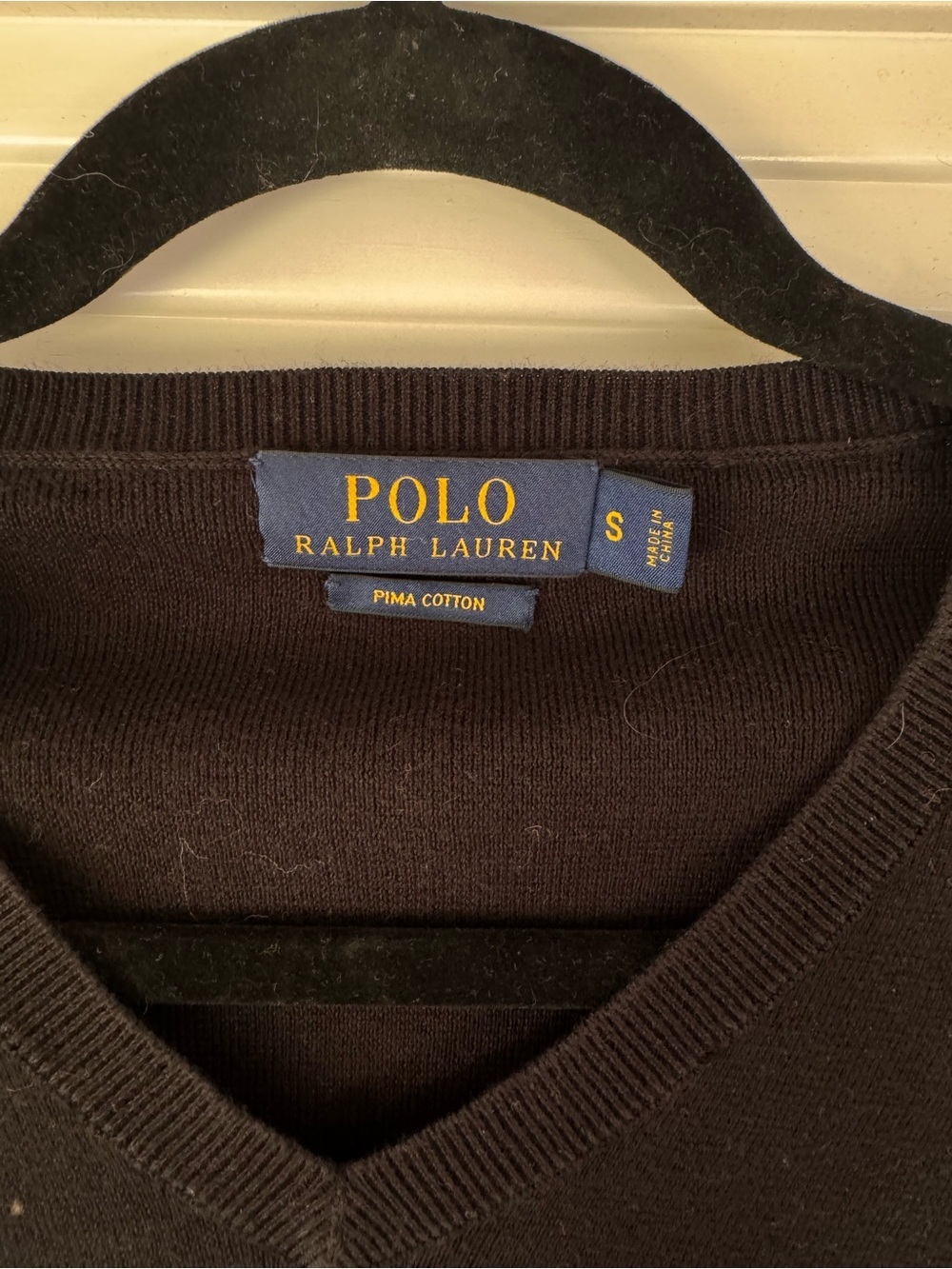 Ralph Lauren Black V-Neck Sweater with Purple Pony - Picture 2 of 2